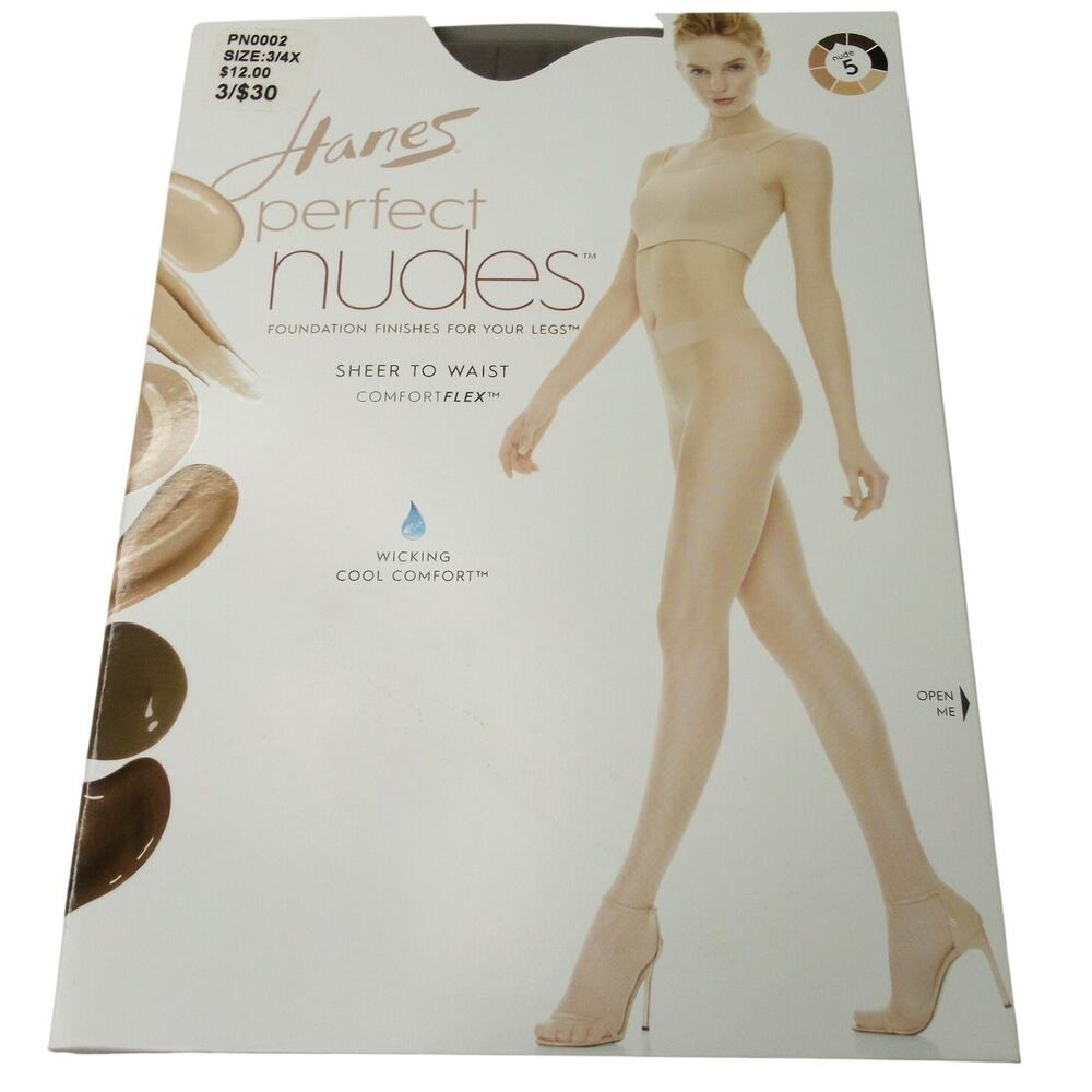 Hanes Perfect Nudes Run Resistant Sheer Tights Brown Nude 3/4X Tummy Control